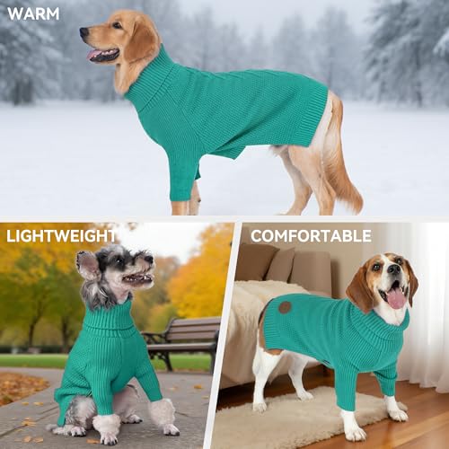 Dog Sweater Long Sleeve Warm Sweaters for Small Dogs Boy Girl Cats (Aqua Green / Small)