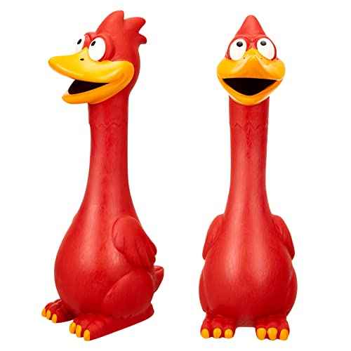 1 Pcs Latex Horse Toys Enrichment Squeaky Screaming Chicken (Red)