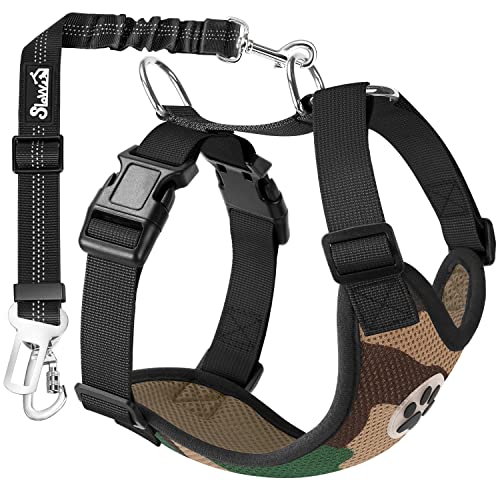 Dog Seat Belt and Harness for Car (Camo / Medium)