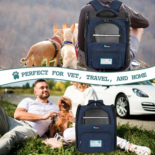 Dog Backpack Carrier Airline Approved Cat Pet Puppy Bag (Heather Navy)