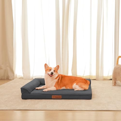 Microsuede Dog Bed for Small & Medium Dogs (Microsuede Style-Dark Grey / M(35"x23"x3"))