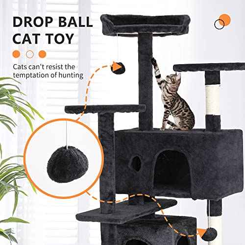 54" Cat Tree Tower (54in / Dark Gray)