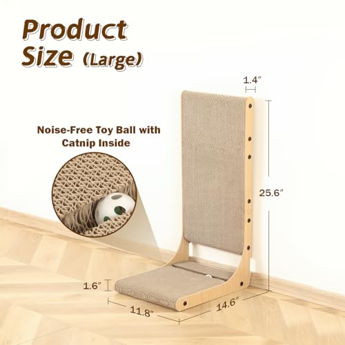 2-Pack L-Shaped Cat Scratching Board, Cardboard, 25.6" Tall (L) (Large 2PC (25.6'' tall))