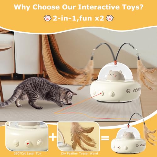 2-in-1 UFO Automatic Laser Interactive Cat Toy with Feather