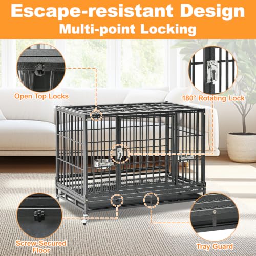 37" Three Tier Heavy Duty Stackable Dog Crate with Wheels (37.0"L - 3 Tiers - 1P)