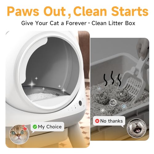 Self Cleaning Litter Box for Multiple Cats (White-Grey)