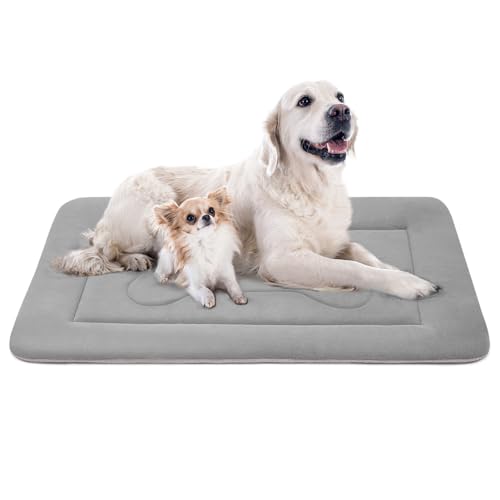 Extra Large Dog Bed Soft Dog Crate Pad Mat 48 in Non (48.0"L x 30.0"W x 1.2"Th / Clay Gray)