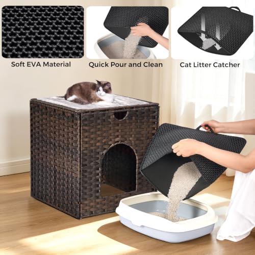 Cat Litter Box Enclosure (18.2'' L x 18.2'' W x 20.5'' H / Brown)
