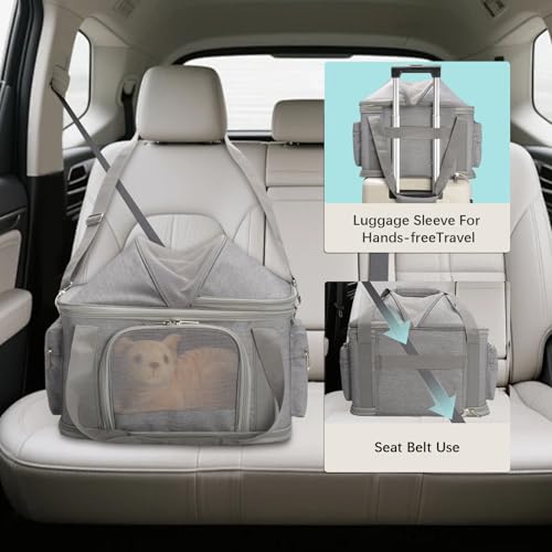 Airline Approved Pet Carrier Soft (Grey / 16.2" L x 11.4" W x 13" H)