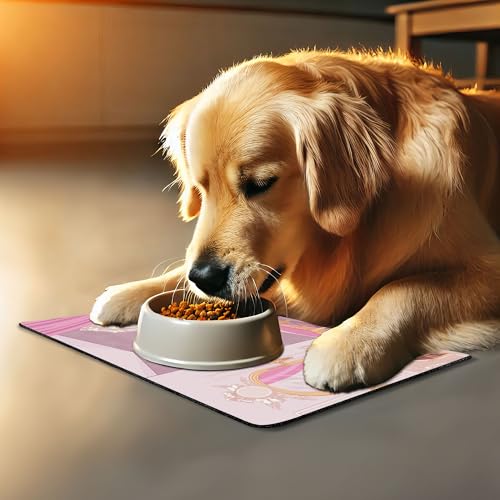 Feminine Pet Mat for Food and Water (Beige Pink)