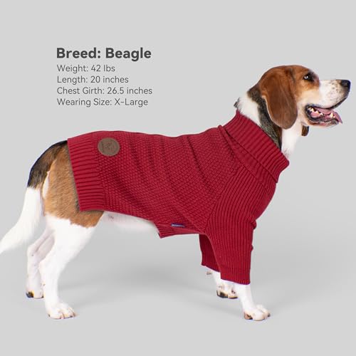 Dog Sweater Long Sleeve Knitted Turtleneck Pullover Warm Clothes (Burgundy / X-Large)