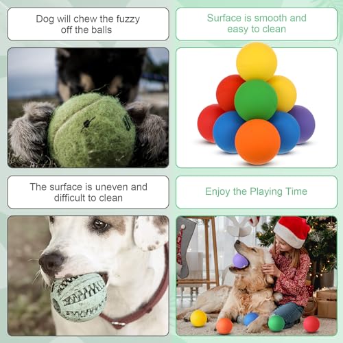 24 Pieces Rubber Dog Tennis Balls for Dog Colorful Catching Pet Balls for Fetch Training 2.4 Inch Interactive Bounce and Floatable Toy for Park Beach