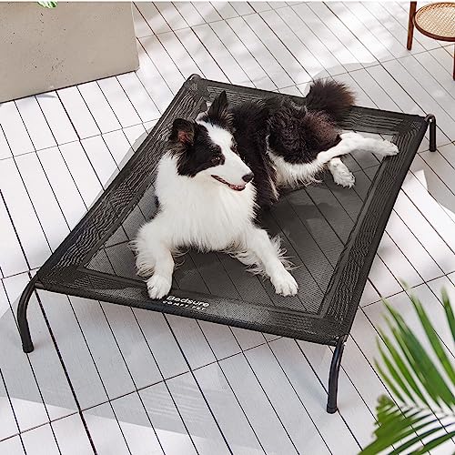 Outdoor Elevated Cooling Dog Bed Large Sized Dog (Black / 49"L x 31.5"W x 8"Th)
