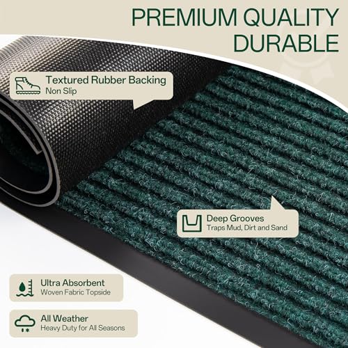 Indoor Outdoor Door Mat (Green Striped / 3' x 6' (Rectangular))