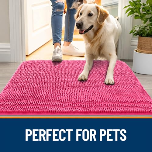 Dog Door Mat for Muddy Paws 30x17 (Hot Pink / 30" X 17")