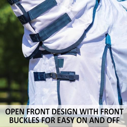 Soft Interlock Mesh II Horse Fly Sheets (Horse Size 74 / Horse Attached Neck Euro Bellyband / White)