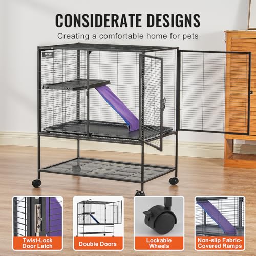 39" Rolling Metal Ferret Cage (36.2"L x 22.8"W x 39.4"H)