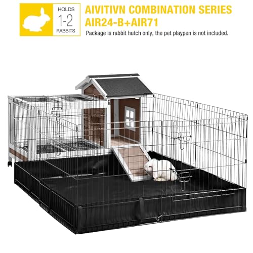 Rabbit Hutch Indoor Bunny Cage Outdoor Bunny House with Wire Floor Leakproof Plastic Tray