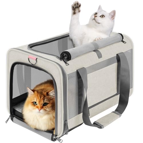 Large Cat Carrier Soft (Beige / 18.1"L x 11.8"W x 11.8"H)