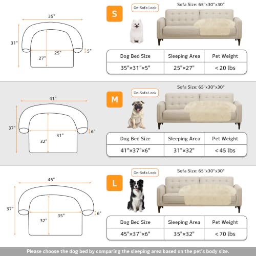 Calming Dog Bed Fluffy Plush Dog Mat for Furniture Protector with Removable Washable Cover for Large Medium Small Dogs and Cats (Beige / 41.0"L x 37.0"W x 6.0"Th)