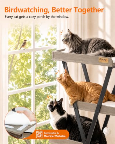 Modern Wood Cat Tree Tower for Indoor Cats Large Adult 67 (67 inch / Greige)