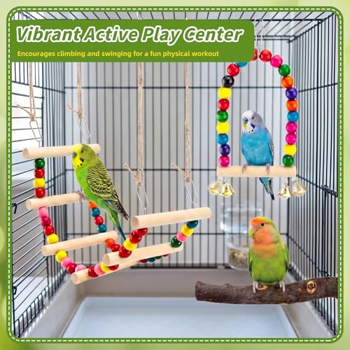 8 Pcs Natural Wood Bird Toys & Perches Set for Cages (brown / Bird Toys & Perches Set)