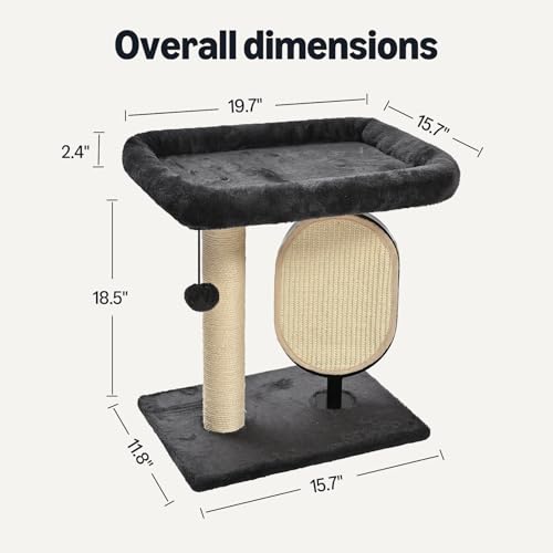 Single Platform Cat Tree with Scratching Post and Pad for Indoor Cats (Platform / Gray)