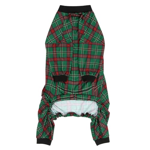 Dog Pajamas One Piece Light Comfy Pjs Pet Costume M (X-Large / Holiday Plaid)