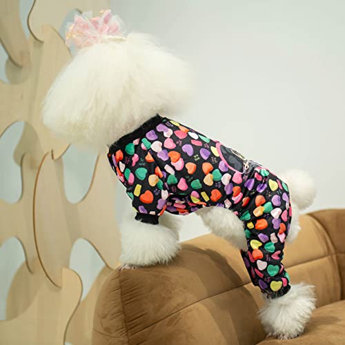 Small Dogs Outfit Soft Puppy Onesies Pjs Dog Pajamas Pet Coat Cat Apparel Comfy Doggie Jumpsuit Bodysuit for All Seasons (I love u / Medium)