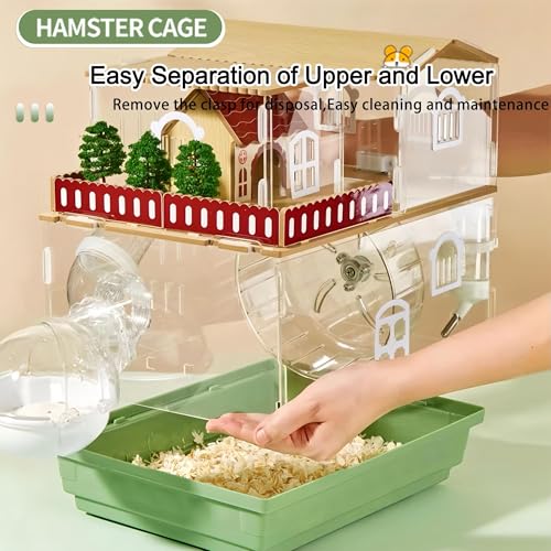 12 in 1 Clear Acrylic Hamster Cage with All Accessories (13.4"L x 10.2"W x 14.6"H / Green)