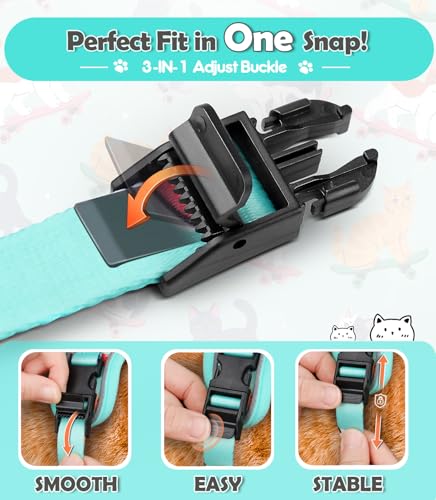Cat Harness and Leash Set[MAX Safety 4th (H603 Pro Purrfect Green / Medium (13-18lb))