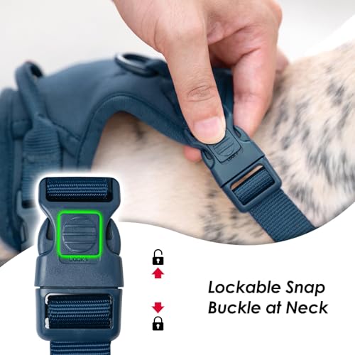 No Pull Dog Harness for Large Sized Dogs Puppy Vest No Choke (Prussian Blue / L(Neck:20.9-31.5", Chest:24.8-37.4"))
