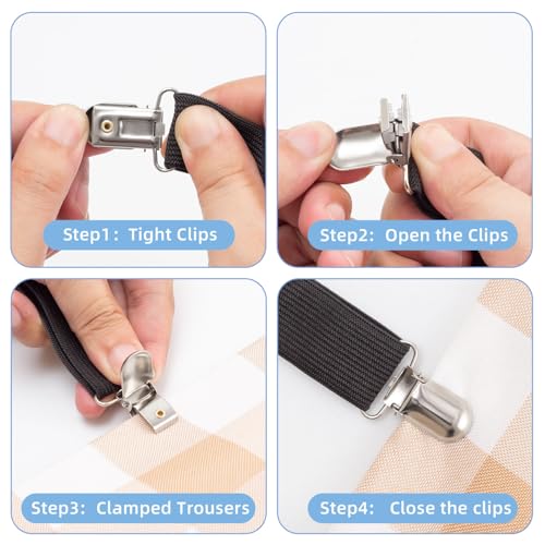 7PCS Adjustable Boot Straps Pant Stirrups Clips Boot Clips for Women and Men Motorcycle Biker Smooth Jeans Trousers Bed Sheets (7pcs Black)