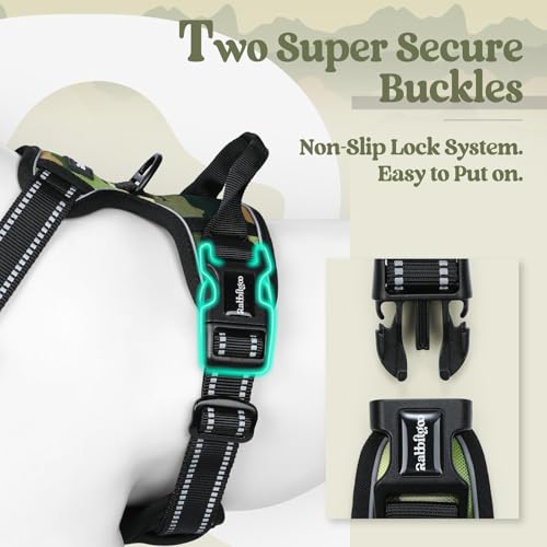 Dog Harness No Pull Medium Sized with 2 Leash Clips (Medium / Green Mountain)