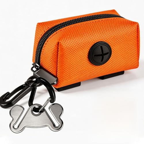 Dog Poop Bag Dispenser Holder Soft Waste Bag Roll Holders Leash Clip Orange (1 Count (Pack of 1) / 1PC Orange)