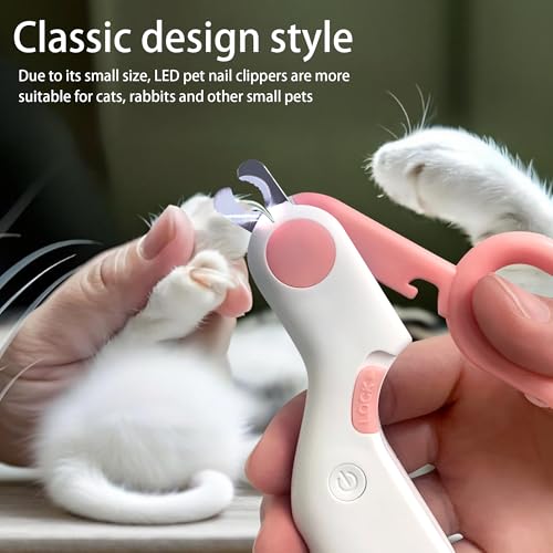 Pet Nail Clippers with LED Light for Cats Small Dogs Rabbits Birds (Pink)