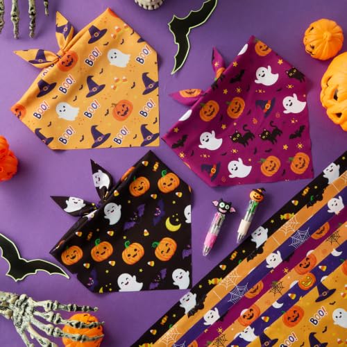 50 Pcs Halloween Dog Bandanas Bulk for Charm Large Pets (Halloween / 31.5 x 21.7 x21.7 Inch)