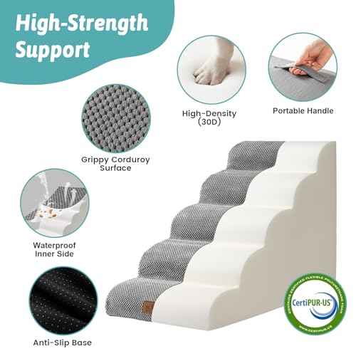 Wide Dog Stair for Small Dog 22.6" H (Grey / Wide:17.7"x33"x22.6")