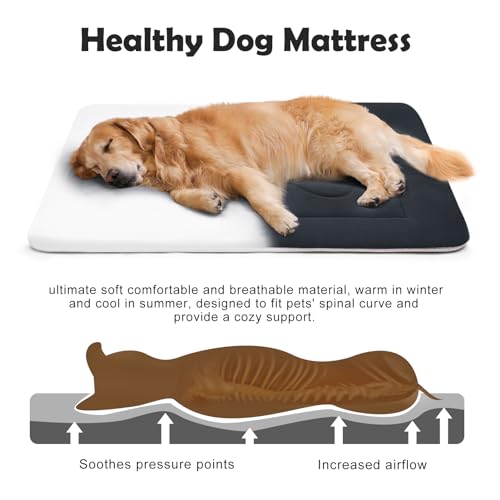 Large Dog Bed Soft Dog Crate Pad Mat (42.0"L x 28.0"W x 1.2"Th / Dark Blue Gray)