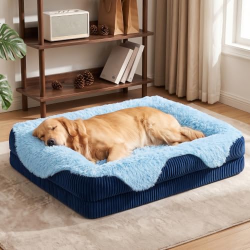 Orthopedic Dog Bed for Large Sized Dog (Blue / 42"L x 30"W x 7"T)