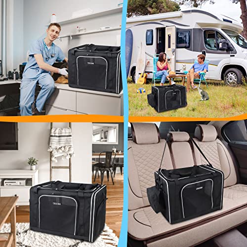 Extra Large Cat Carrier with Litter Box for Car Travel (Black(A carrier with litter box))