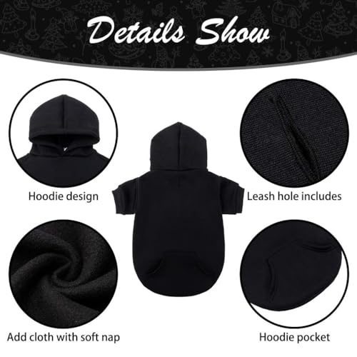 Dog Hoodie for Large Medium Small Dogs (Black / Small)