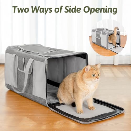 Extra Large Cat Carrier for 2 Cats (Grey(Extra Large))