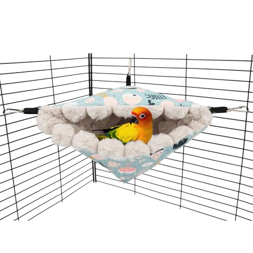 Bird Nest House Winter Warm Hanging Hammock Bird Bed Snuggle Hut for Parakeets Budgies Caique Conures Cockatiels (Large / Blue)