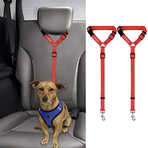 2 Pack Dog Seat Belt for Car (Red)