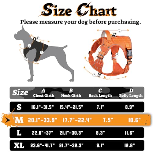 Tactical Dog Harness Medium Sized (M(chest:20.1"-33.9",neck:17.7"-22.3",back:7.5") / Orange)