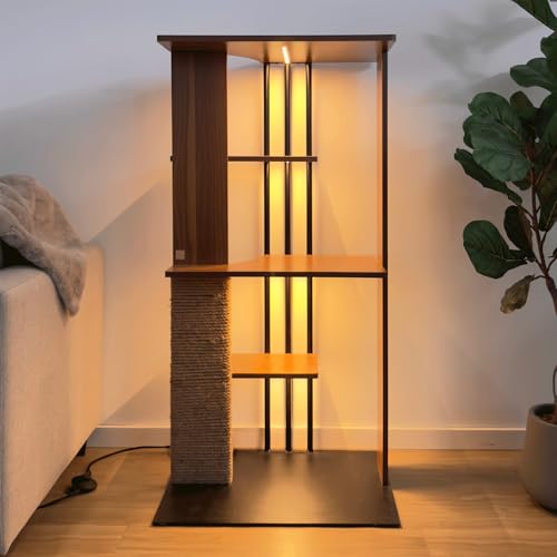 Cali Cat Tree 24″ x 18″ x 47″ with Scratching Post & 4 Platforms (Walnut)
