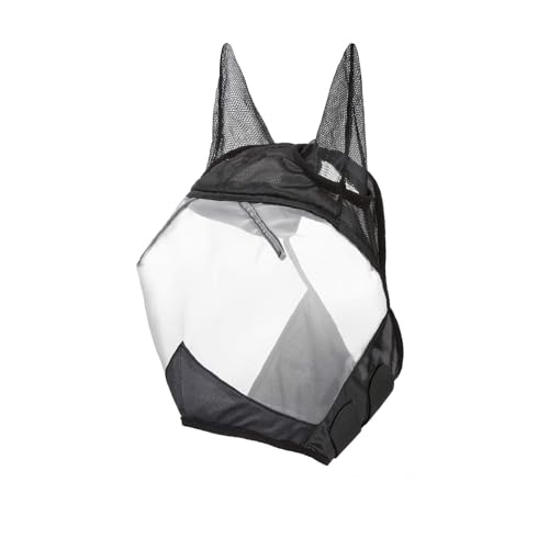 CareMaster Horse Fly Mask Half Face with Ears Black (Black/Silver / Pony (Small))