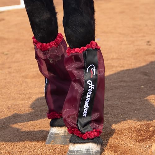 Tear Resistant Fine Mesh Horse Fly Boots (Burgundy)