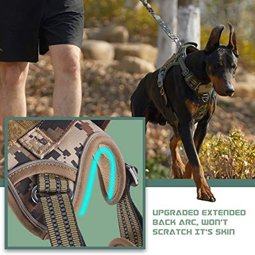 Tactical Dog Harness for Large Dogs No Pull (Desert Camo / XL(Neck:22-31", Chest:23-42"))